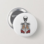 Badge Rond 5 Cm Funny Skeleton Citrouille Fall (Devant & derrière)