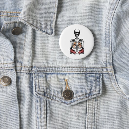 Badge Rond 5 Cm Funny Skeleton Citrouille Fall (En situation)