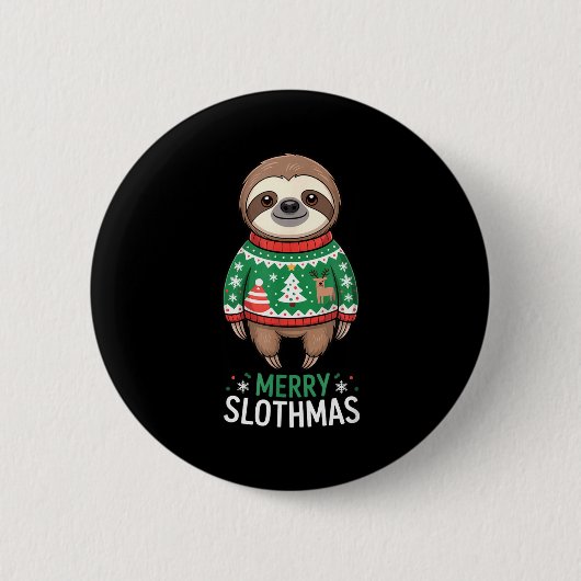 Badge Rond 5 Cm Funny Sloth Lover Christmas Merry Slothmas Ugly Ho (Devant)