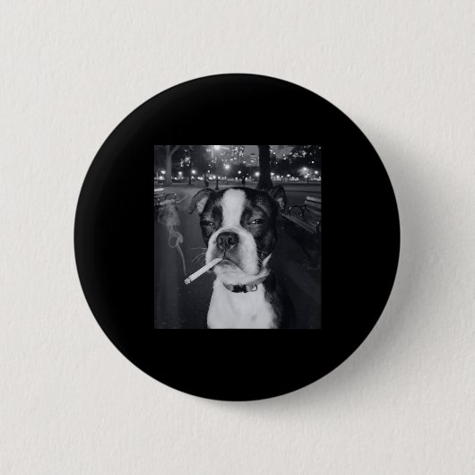 Badge Rond 5 Cm Funny Smoking Dog Meme Cigarette Gen Z Meme Dog Lo (Devant)