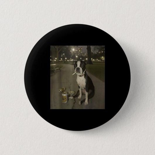 Badge Rond 5 Cm Funny Smoking Dog Meme Cigarette Gen Z Meme Dog Lo (Devant)