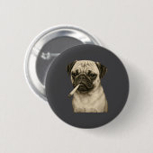 Badge Rond 5 Cm Funny Smoking Pug Dog Cigarette Gen Z Meme Graphic (Devant & derrière)