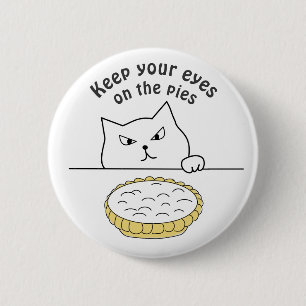 Badge Rond 5 Cm Funny Sneaky Cat after Cream Pie Illustration
