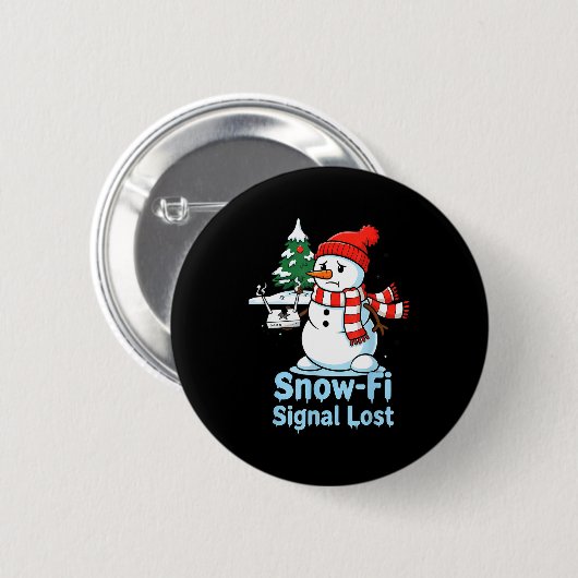 Badge Rond 5 Cm Funny Snow-fi Signal Lost Snowman Christmas Design (Devant & derrière)