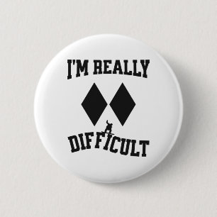 Badge Rond 5 Cm Funny Snowboarder Double Diamants Noirs Je suis Vr