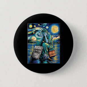 Badge Rond 5 Cm Funny Statue Des Crimes De Liberté, Van Gogh Starr
