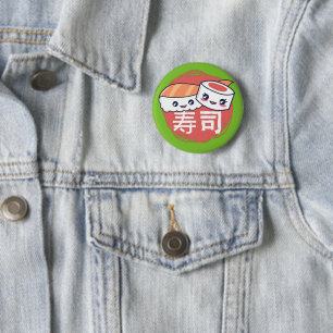 Badge Rond 5 Cm Funny Sushi Cartoon Design