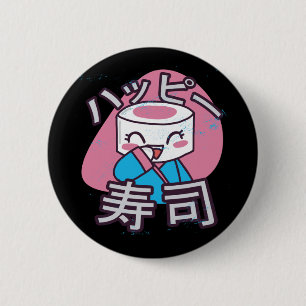 Badge Rond 5 Cm Funny Sushi Master Cartoon Design