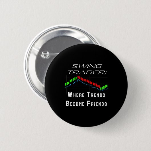 Badge Rond 5 Cm Funny Swing Trader Trading Stock Market (Devant & derrière)
