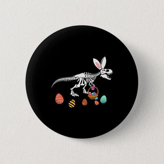 Badge Rond 5 Cm Funny T Rex Pâques Skeleton Lapin Croquis Chasse a (Devant)