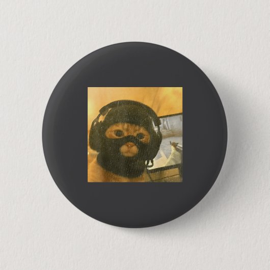 Badge Rond 5 Cm Funny Tactical Gamer Cat Meme Graphic  (Devant)