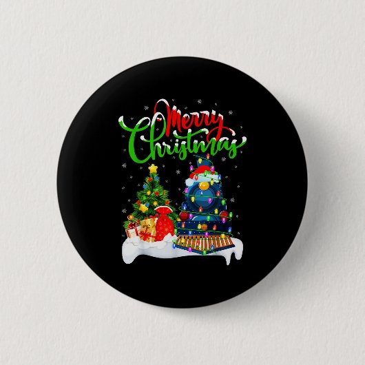Badge Rond 5 Cm Funny Train Lover Xmas Lighting Santa Train Christ (Devant)