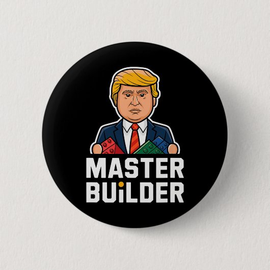 Badge Rond 5 Cm Funny Trump Master Builder Blocs Cadeau (Devant)
