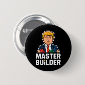 Badge Rond 5 Cm Funny Trump Master Builder Blocs Cadeau (Devant & derrière)