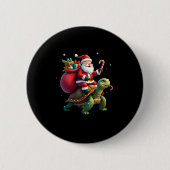 Badge Rond 5 Cm Funny Turtle Christmas Santa Riding Sea Turtle Xma (Devant)