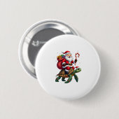 Badge Rond 5 Cm Funny Turtle Christmas Santa Riding Sea Turtle Xma (Devant & derrière)