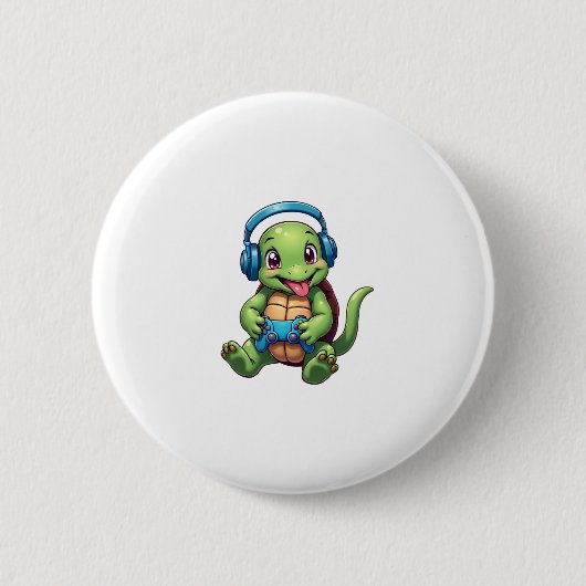 Badge Rond 5 Cm Funny Turtle Gamer Gaming Turtles Video Game (1) (Devant)