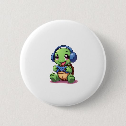 Badge Rond 5 Cm Funny Turtle Gamer Gaming Turtles Video Game (2) (Devant)
