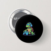 Badge Rond 5 Cm Funny Turtle Gamer Gaming Turtles Video Game (2) (Devant & derrière)