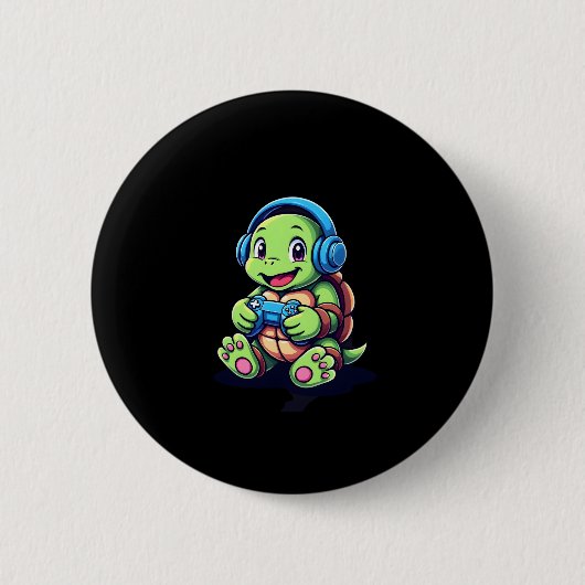 Badge Rond 5 Cm Funny Turtle Gamer Gaming Turtles Video Game (3) (Devant)