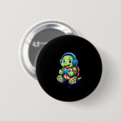 Badge Rond 5 Cm Funny Turtle Gamer Gaming Turtles Video Game (3) (Devant & derrière)