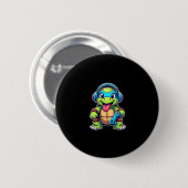 Badge Rond 5 Cm Funny Turtle Gamer Gaming Turtles Video Game (4) (Devant & derrière)