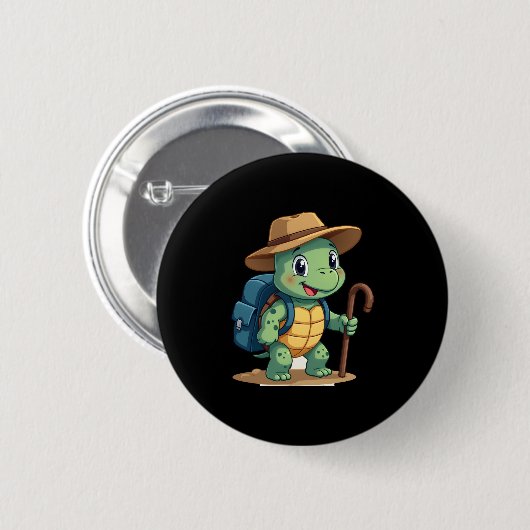 Badge Rond 5 Cm Funny Turtle Hiking Graphic Camping Lover Adventur (Devant & derrière)