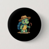 Badge Rond 5 Cm Funny Turtle Hiking Graphic Camping Lover Adventur (Devant)