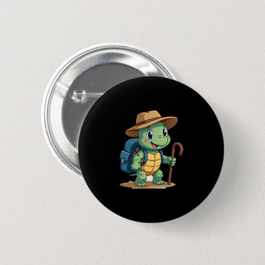 Badge Rond 5 Cm Funny Turtle Hiking Graphic Camping Lover Adventur (Devant & derrière)