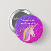 Badge Rond 5 Cm Funny Unicorn Rainbow Fantasy Purple Pink Glitter (Devant & derrière)