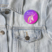 Badge Rond 5 Cm Funny Unicorn Rainbow Fantasy Purple Pink Glitter (En situation)