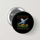 Badge Rond 5 Cm Funny Xmas Lighting Tree Santa Ugly Airplane Chris (Devant & derrière)