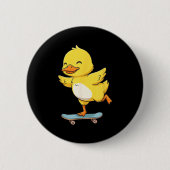 Badge Rond 5 Cm Funny Yellow Duck Skater Skateboard Ballerina Zoo (Devant)