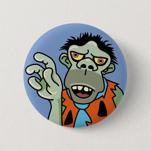Badge Rond 5 Cm Funny Zombie Caveman (Devant)