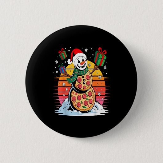 Badge Rond 5 Cm Funny Zza Snowman Christmas Holiday Food  (Devant)