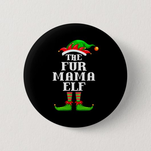 Badge Rond 5 Cm Fur Mama Elf Matching Family Group Christmas Party (Devant)