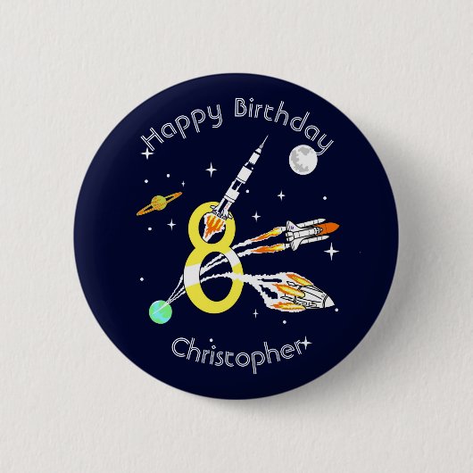 Badge Rond 5 Cm Fusées spatiales 8e anniversaire (Devant)