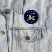 Badge Rond 5 Cm Fusées spatiales 8e anniversaire (En situation)