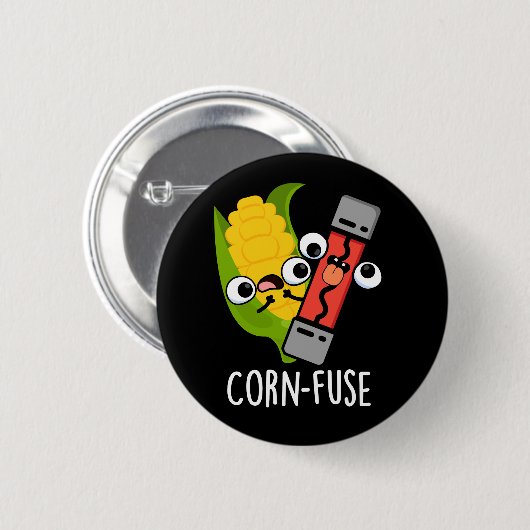 Badge Rond 5 Cm Fusible de maïs Funny Confused Pun Dark BG (Devant & derrière)