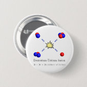 Badge Rond 5 Cm Fusion de Deutérium-Tritium avec l'équation (Devant & derrière)