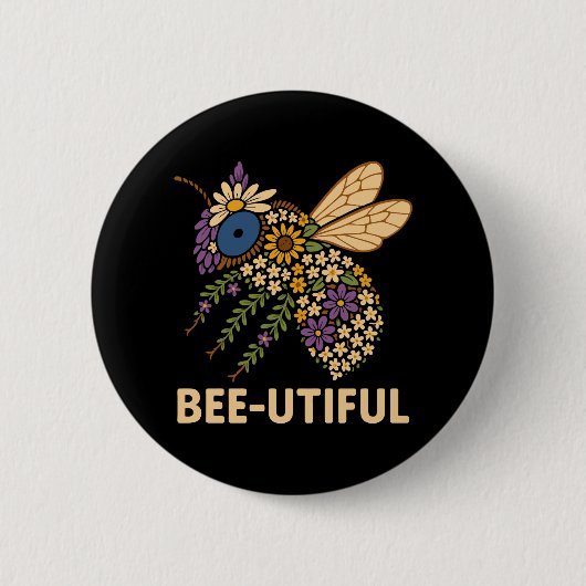Badge Rond 5 Cm Fusion florale abeille (Devant)