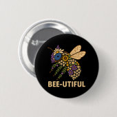 Badge Rond 5 Cm Fusion florale abeille (Devant & derrière)