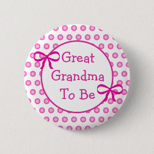 Badge Rond 5 Cm Futur arrière-grand-mère à pois roses Baby Shower