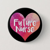 Badge Rond 5 Cm Futur coeur d'aquarelle d'infirmière (Devant)