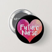 Badge Rond 5 Cm Futur coeur d'aquarelle d'infirmière (Devant & derrière)