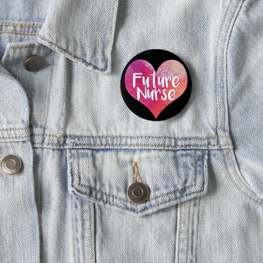 Badge Rond 5 Cm Futur coeur d'aquarelle d'infirmière (En situation)