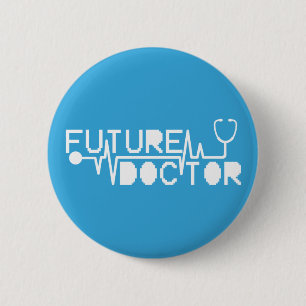 Badge Rond 5 Cm Futur docteur médecine Stethoscope