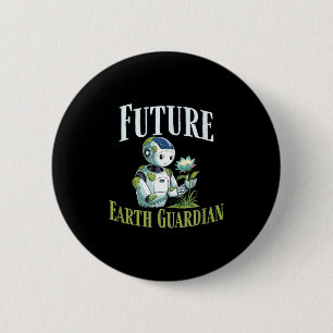 Badge Rond 5 Cm Futur gardien de la terre robot mignon solarpunk t