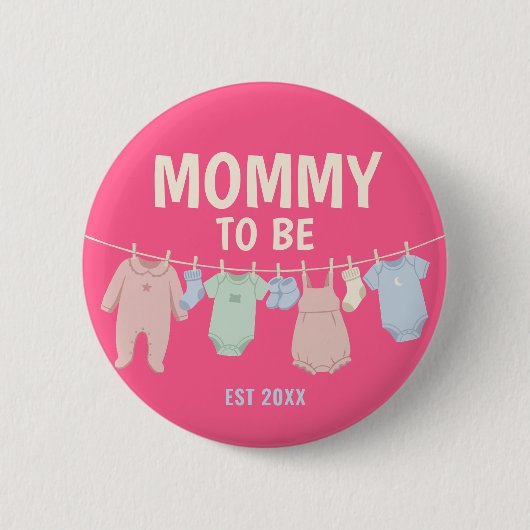 Badge Rond 5 Cm Futur Maman Mignon sur Mesure Fête de Bébé Rose (Devant)