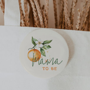 Badge Rond 5 Cm Futur Maman Orange Citrus Little Cutie Baby Shower